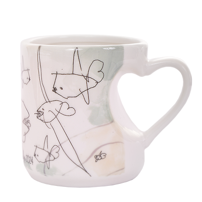 Taza de cerámica con foto y detalle de corazón 280 ml